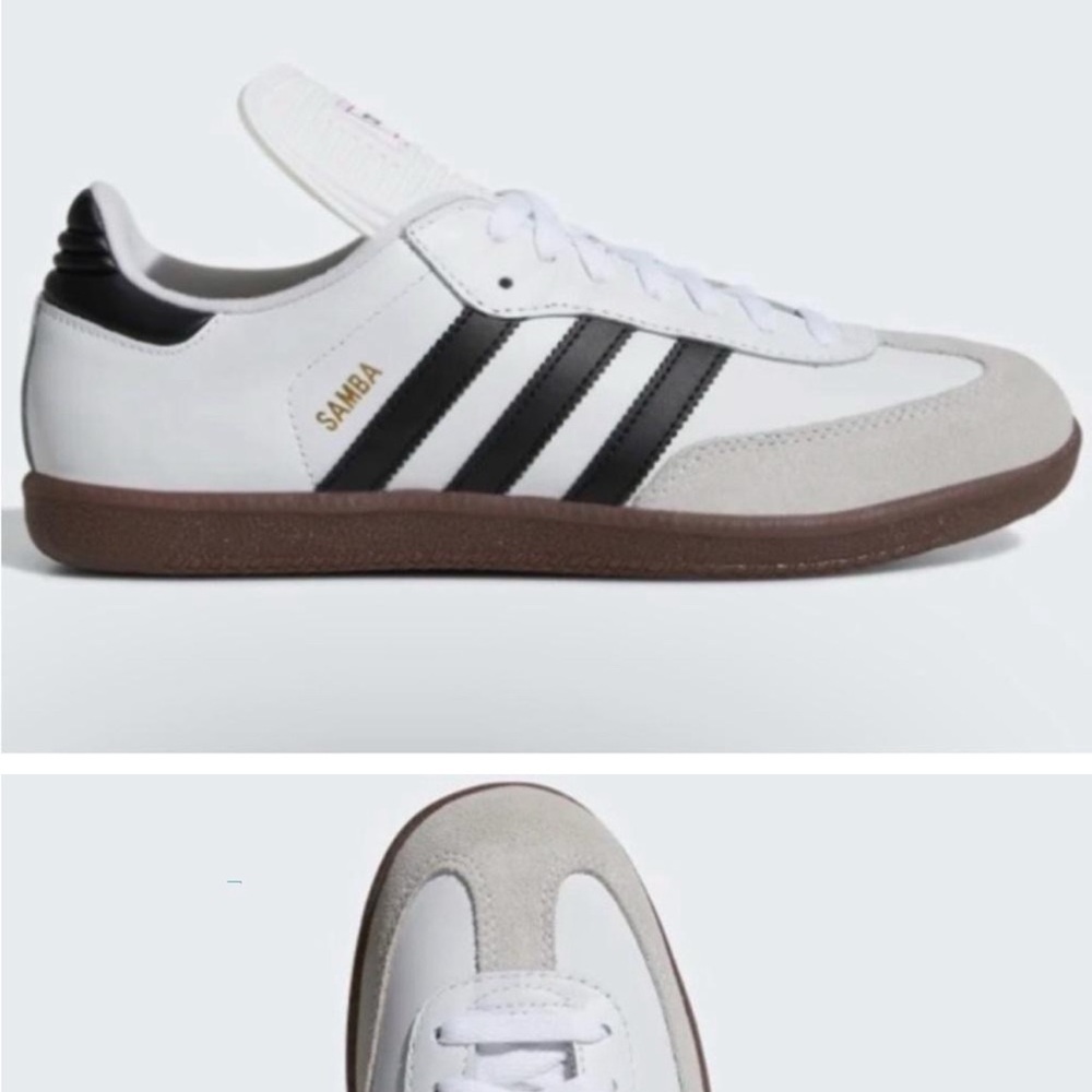 Adidas Samba White and Black
 Kid’s Size 6.  Women’s sz 8. 
Worn a few times.